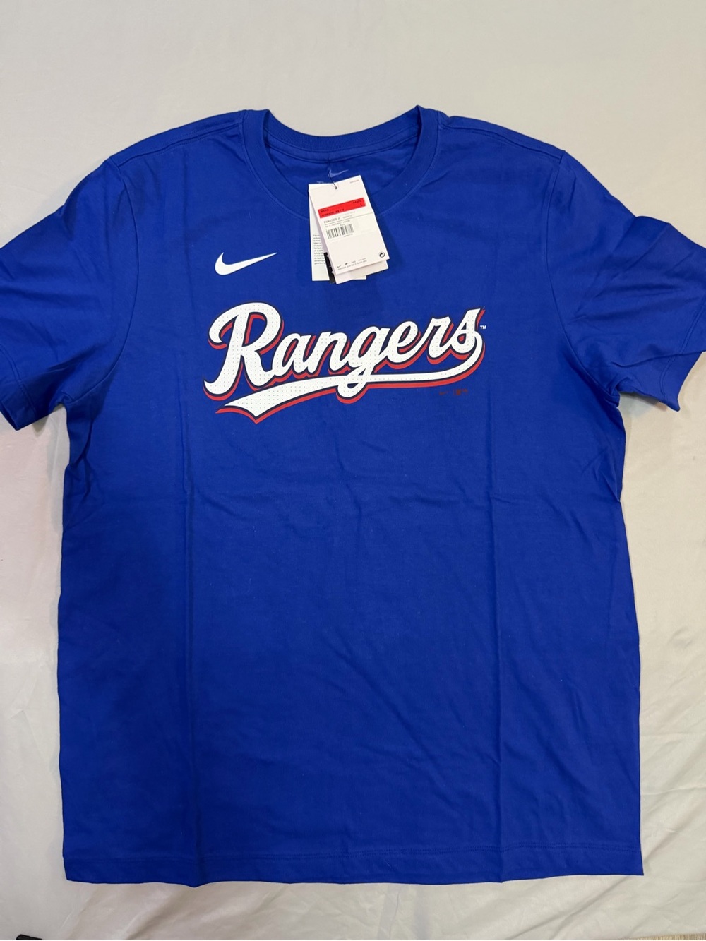 Fanatics Blue Rangers Short Sleeve Tee with White Script